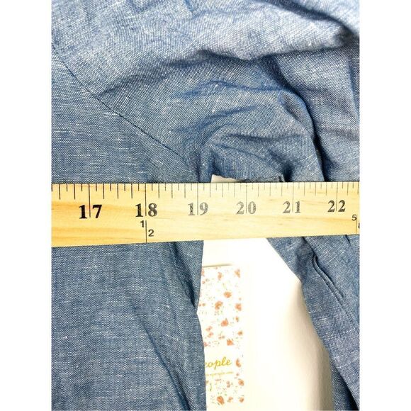 NWT Free People Womens Show Some Shoulder Top Off Shoulder Blue Chambray Top Siz - Picture 8 of 11